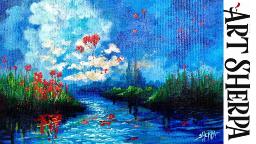 Fantasy landscape   EASY Acrylic painting Tutorial Step by Step   #AcrylicTutorial