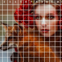 Drawing in the grid Patron RED Fox and Fairytale Girl