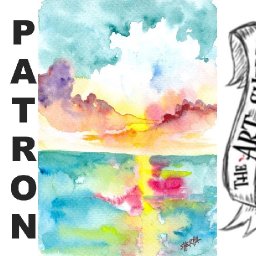 Patron watercolor postcard ocean scene