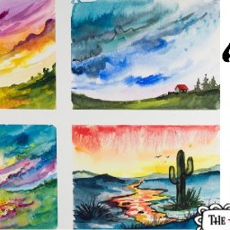 4 Easy watercolor Landscapes