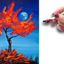 Cotton Swabs Painting Fall Tree for Beginners  🎨 🍂  Basic Easy Step by step