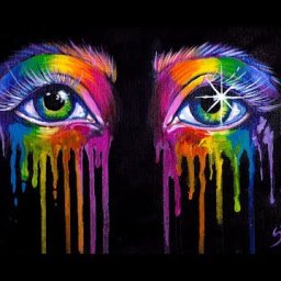 AMAZING Rainbow Drippy Realistic Eyes Acrylic Painting Tutorial 🌈🎨🌈 Aboutface  #13