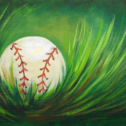 Acrylic Step by Step Painting Baseball in Grass Easy beginner Tutorial 🎨⚾