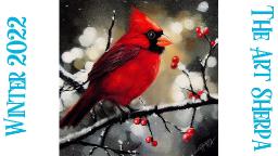 Red Cardinal Bird in Snow How to paint acrylics for beginners: A step-by-step tutorial