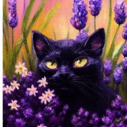 Lucky Black Cat in Flowers  How to paint acrylics for beginners: Paint Night At Home