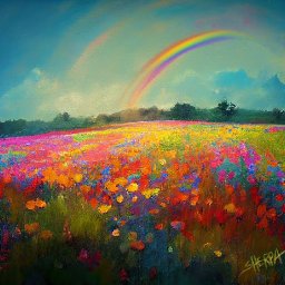 Rainbow Wildflowers landscape 🌈🥀 How to paint acrylics for beginners: Paint Night At Home