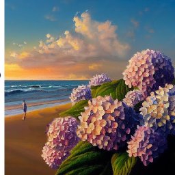 Hydrangea flowers along the Shore   How to paint acrylics for beginners: Paint Night at Home