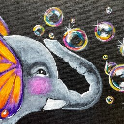 Easy Elephant Butterfly Ears Blowing Bubbles 🌟🎨 How to paint  for beginners: Paint Night at Home