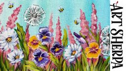 EASY Spring Wildflowers  How to paint acrylics for beginners: Paint Night at Home