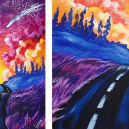 Acrylic Painting Step by Step Of a Road and Sunset Fantasy 🎨🌆