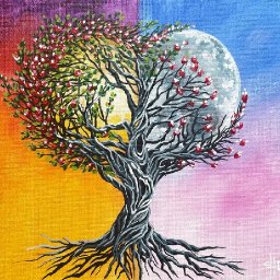 LOVE  tree holding sun and moon Day and Night  How to paint acrylic: Paint Night at Home