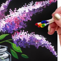 Lilacs in Mason Jar Q Tip Painting for Beginners Tutorial 🌷🎨💜