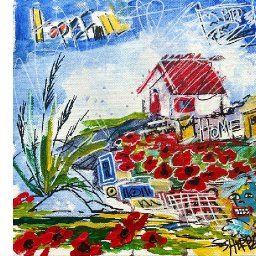 Acrylic April Day 19: Abstract House & Poppies | Neo-Expressionism  | Beginner Tutorial