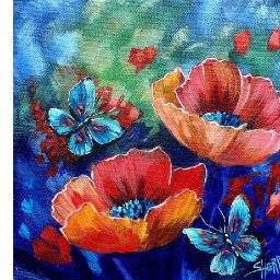 Acrylic April Day 23: Abstract Floral Poppies & Butterflies | Beginner Tutorial