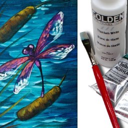 Dragonfly Pond Easy Beginner Acrylic Painting Tutorial 🍃💜🎨