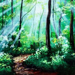 Radiant Light in The Forest  How to paint acrylics for beginners: Paint Night at Home