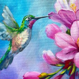 Hummingbird Pink Hibiscus 🌟🎨 How to paint acrylics for beginners: Paint Night at Home