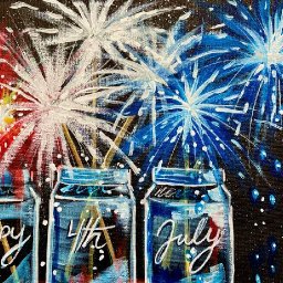 4th of July Sparkler Fireworks in Mason Jars  EASY How to paint acrylics:  Paint Night at Home