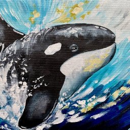 Orca whale Splash Wave 🌟🎨 EASY How to paint acrylics for beginners: Paint Night at Home