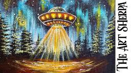 Alien UFO UAP 🌟🎨 EASY How to paint acrylics for beginners: Paint Night at Home