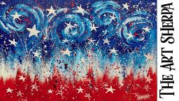 Abstract 4th of July  EASY FIRST PAINTING for beginners: Paint Night at Home
