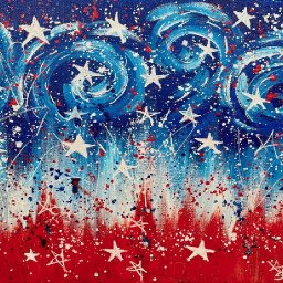 Abstract 4th of July  EASY FIRST PAINTING for beginners: Paint Night at Home