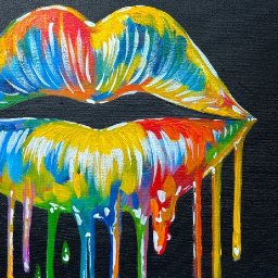 Easy Colorful Lips  How to Draw and paint acrylics for beginners: Paint Night at Home