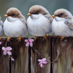 Flock of Bird Friends on a floral wood fence🌟🎨  tutorial acrylics for beginners: Paint Night at Home