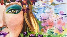 Flower Crown Girl Drip painting for Beginners Multimedia #10 #Aboutface