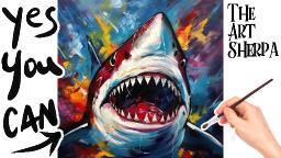 Great White Shark  Halloween How to paint acrylics for beginners: Paint Night at Home