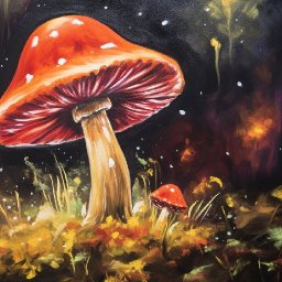 Red Cap Mushroom magic fungus 🌟🎨 How to paint acrylics for beginners: Paint Night at Home Halloween