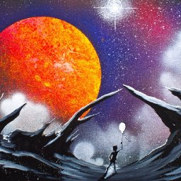 Scape with Galaxy Space Planet Acrylic Beginning Painting Tutorial Liquitex Spray paint