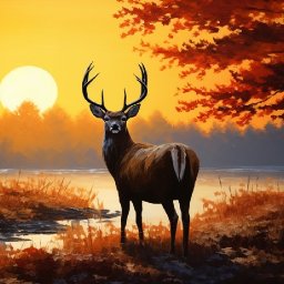 Deer at sunset lake Autumn landscape  🌟🎨 How to paint acrylics for beginners: Paint Night at Home