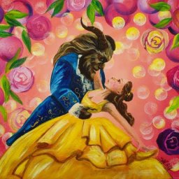 Beauty and The Beast Dancing Step by step Beginner Acrylic Tutorial