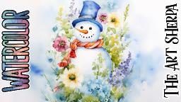 How to Draw and paint a Watercolor  Snowman   Easy Fun  Paint Night at Home