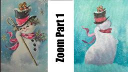 How to paint a draw a Vintage Snowman Part 1🌟 ZOOM patron replay