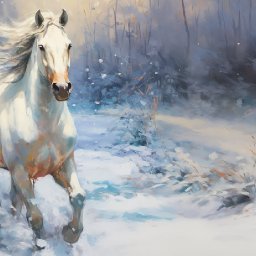 White Horse In Winter Landscape  How to paint acrylics for beginners: Paint Night at Home