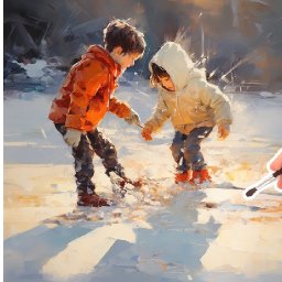 Cheerful and happy Kids playing in the Snow 🌟🎨 How to paint Draw and paint acrylics