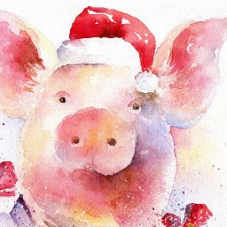 Patreon Zoom Class Replay - Holiday Pig WATERCOLOR