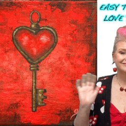 Self Love Heart Key 🌟🎨 How to paint acrylics for beginners: Paint Night at Home