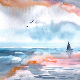 EASY Watercolor Seascape 🌟🎨 | TAS VAULT #1 | How to paint for beginners: Paint Night at Home