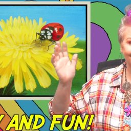 EASY Yellow Dandelion Ladybug  How to paint acrylics for beginners: Paint Night at Home