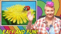 EASY Yellow Dandelion Ladybug  How to paint acrylics for beginners: Paint Night at Home