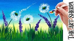 Dandelion Lavender Cotton swabs painting technique for beginners | Easy painting step by step