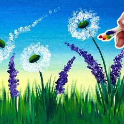 Dandelion Lavender Cotton swabs painting technique for beginners | Easy painting step by step