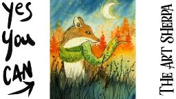 How to Draw and paint an Easy Fall fox in Watercolor step by step Throwback Thursday