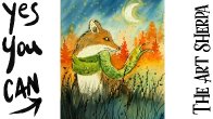 How to Draw and paint an Easy Fall fox in Watercolor step by step Throwback Thursday