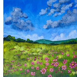 EASY wildflower landscape  How to paint acrylics for beginners: Paint Night at Home