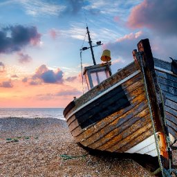 Sunset sea and beached Boat 🌟🎨 How to paint acrylics for beginners: Paint Night at Home