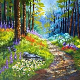 Floral Summer Forest path 🌟🎨 How to paint acrylics for beginners: Paint Night at Home